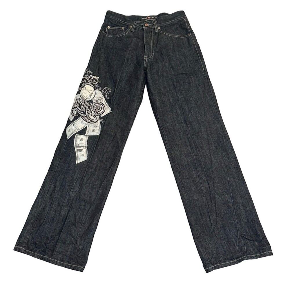 Vintage Ecko Unltd Embroidered Baggy Jeans Mens 30 Waist 30 Length